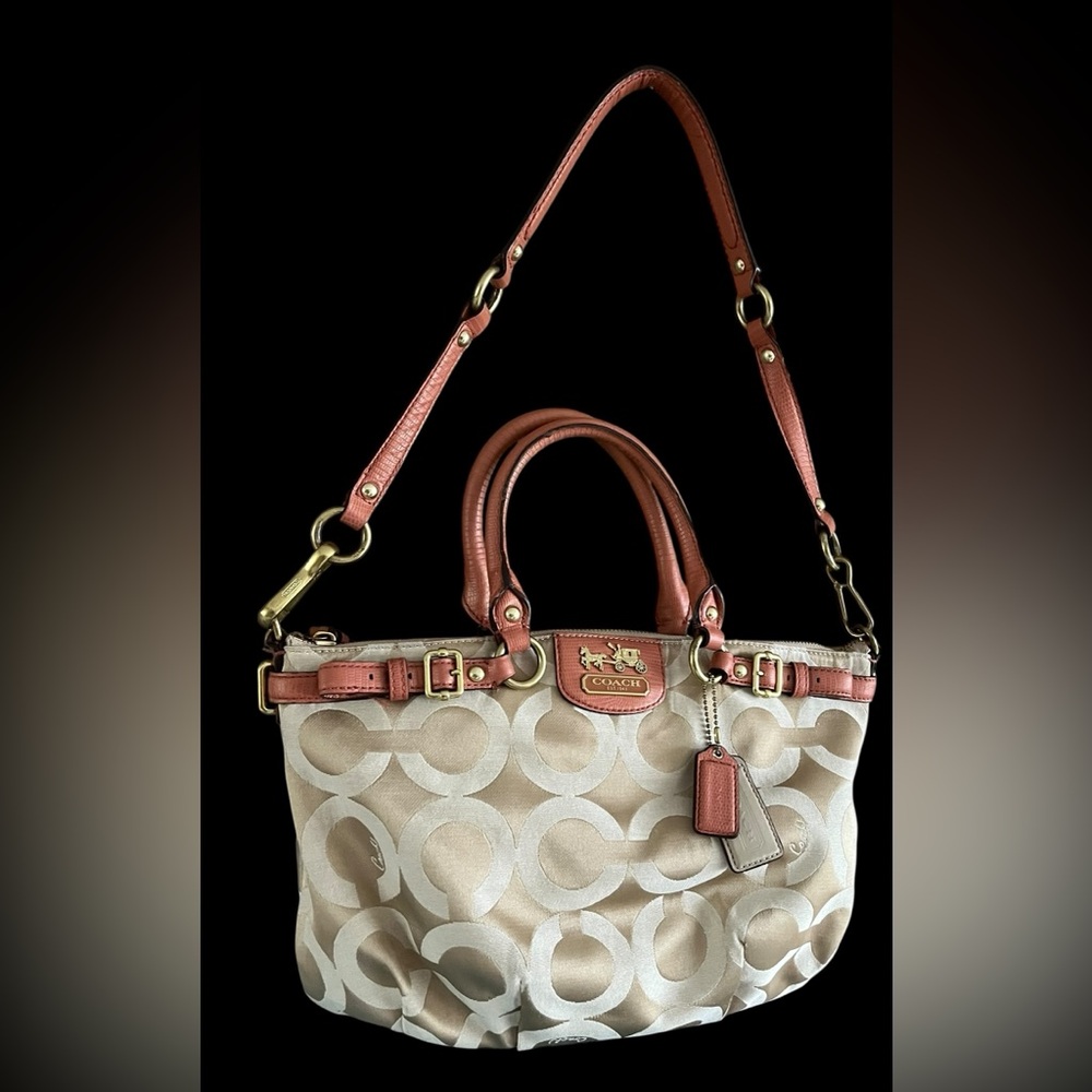 Retro Coach Iconic Madison Sophia Sachel OP Art Crossbody Tote with Leather Trim - Picture 8 of 13